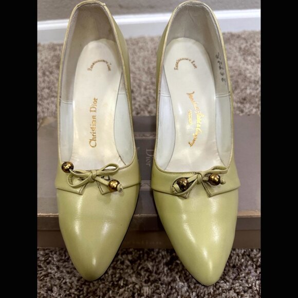 NWTs Deadstock 60s Mint Green Christian Dior Marshall Field's Stilett Leather 8 - Picture 1 of 13